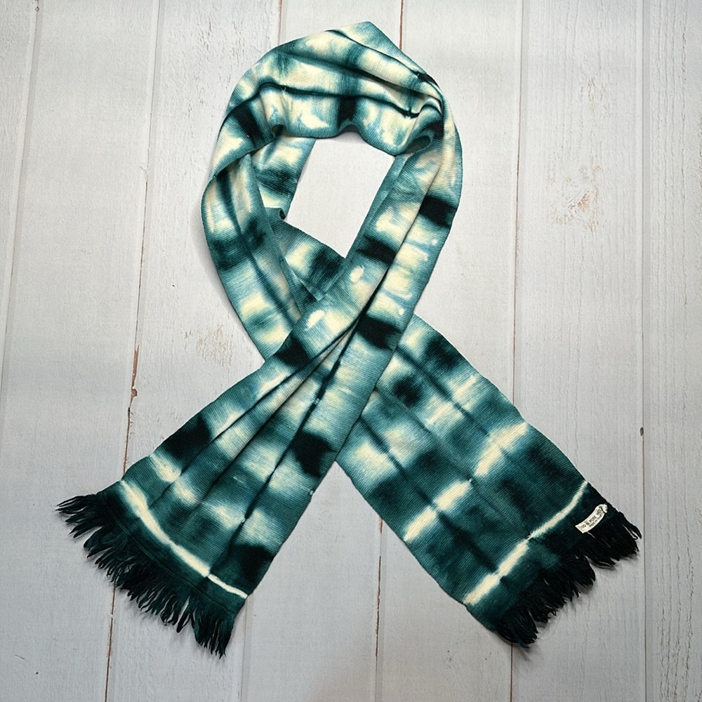 Wool scarf hand dyed green and white